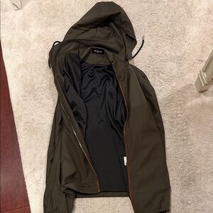 Kiton Olive Hooded Raincoat